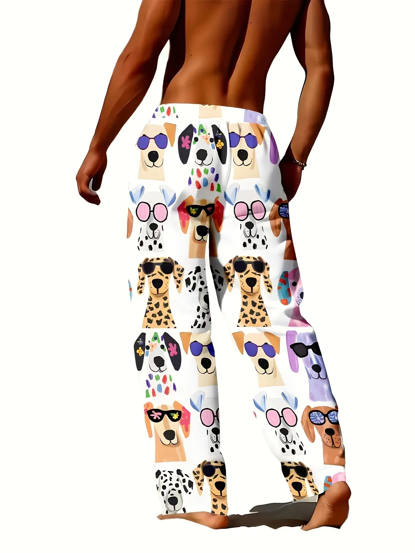 Summer Unisex Kids Y2K Vintage Colorful Dalmatian Dog Print Quick Dry Drawstring Waist Comfortable Loose Fit Streetwear Pants