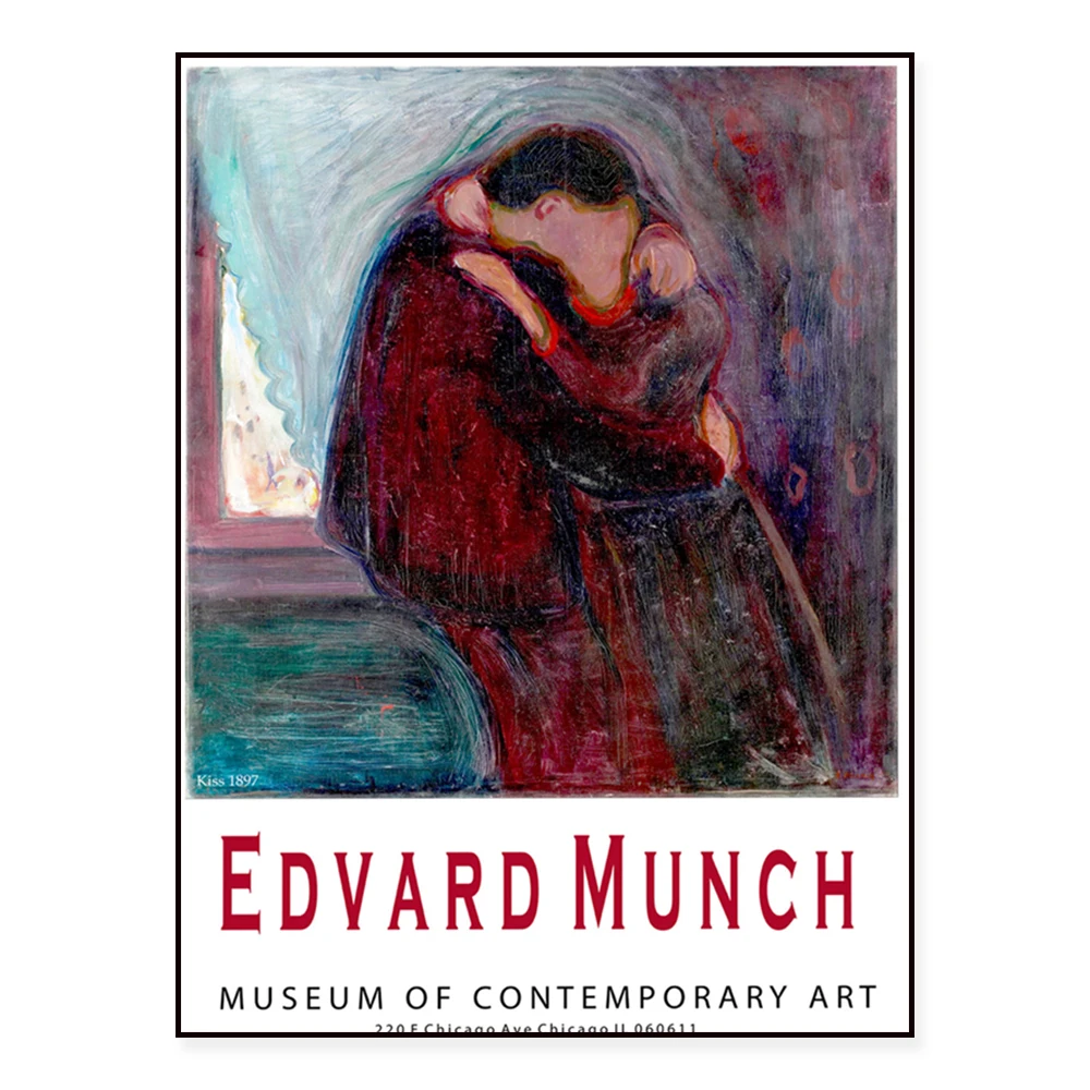 Edvard Munch Print poster art Exhibition Poster Kiss 1897 Surrealist Symbolism abstract Art poster