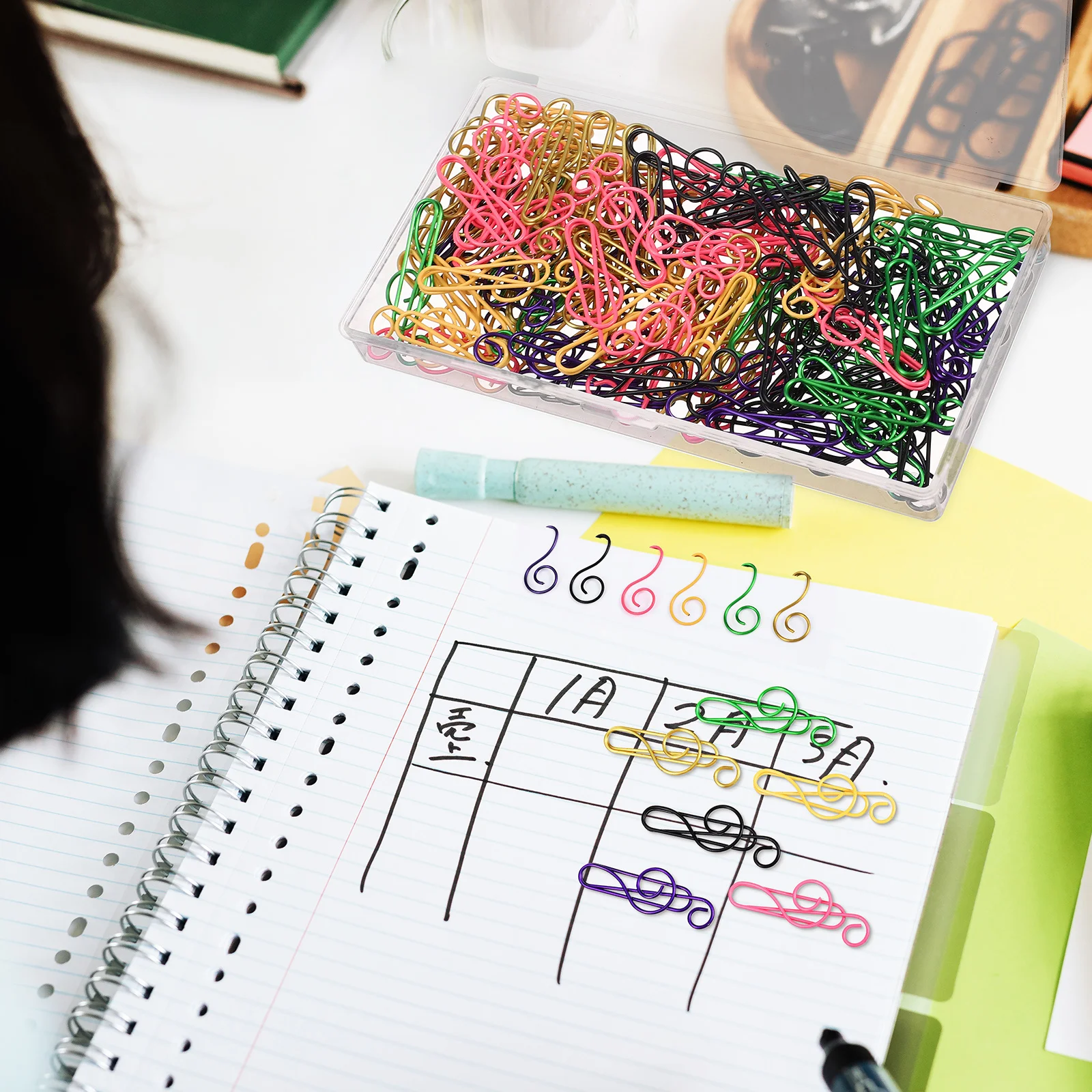 100pcs Colorful Paperclips Musical Note Shaped Metal Clips For Office Bills Fixing Files Decoration Multi-Use Stationery