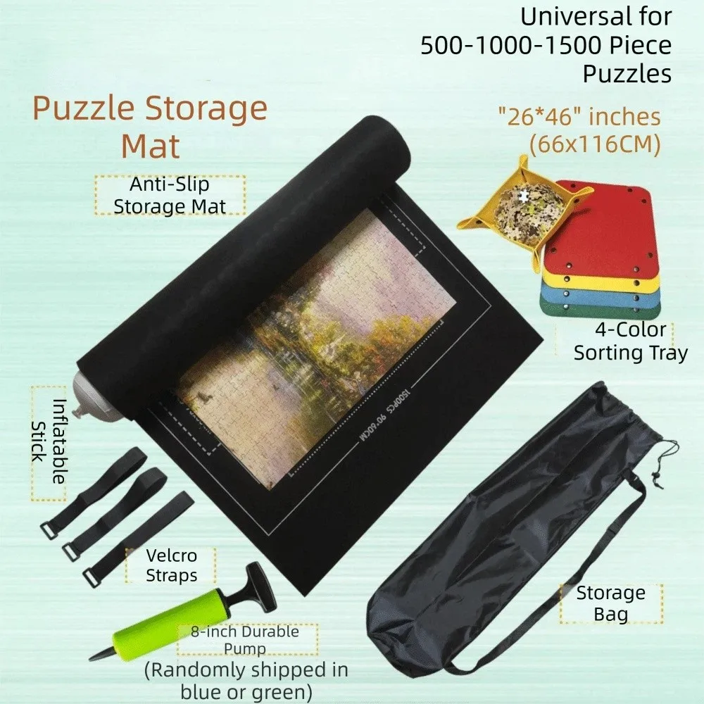 Roll Up Jigsaw Puzzle Storage Mat Set 1500/2000/3000 Pieces Non-Slip Puzzles Keeper Sorting Trays with Storage Bag