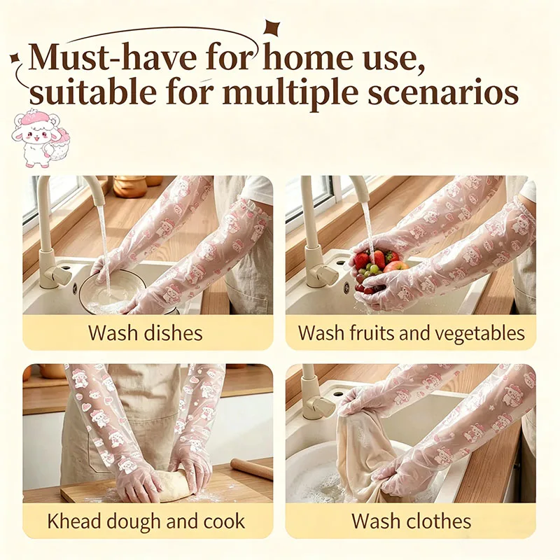 10pcs Dishwashing Gloves, Household Cleaning, Women's Kitchen, Durable, Extra Long Arm Protection, Waterproof, Laundry Specific