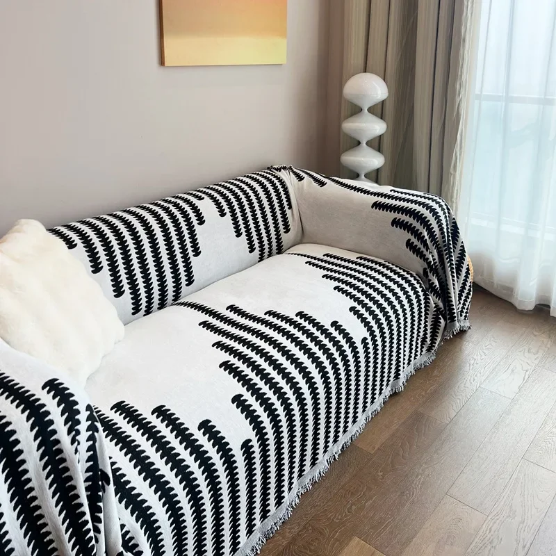 Nordic Style Chenille Sofa Towel Tassels Boho Geometric Patterns Sofa Cover for Living Room Casual Slip Covers Blankets For Beds