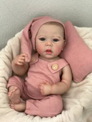 19 Inch Bebe Newborn Baby Doll Full Body Silicone Girl Handmade 3D Painted Skin Reborn Baby Doll Wit Painted Hair