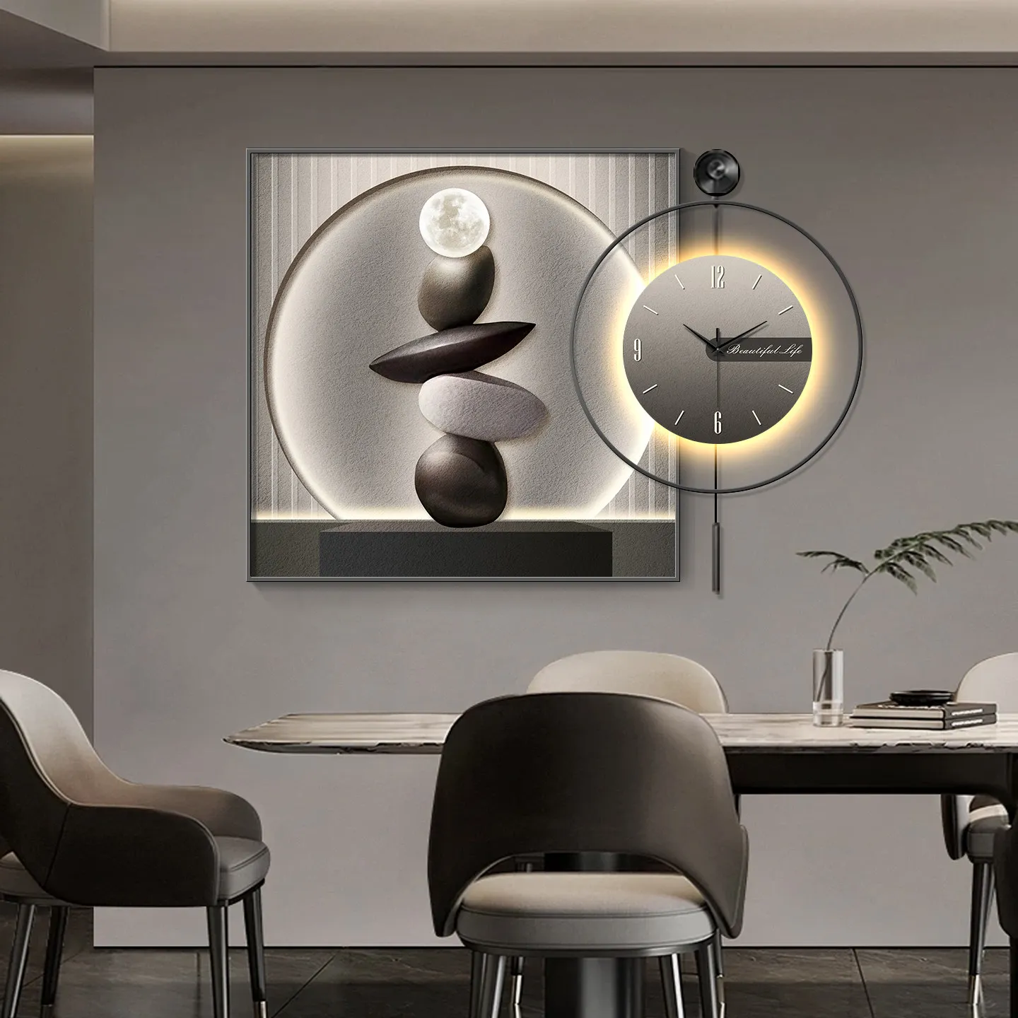 The Corridor Room Is Decorated With Light Luxury Murals Wall Light Led Light Home Decorations Wall Light Home Decor With Clock