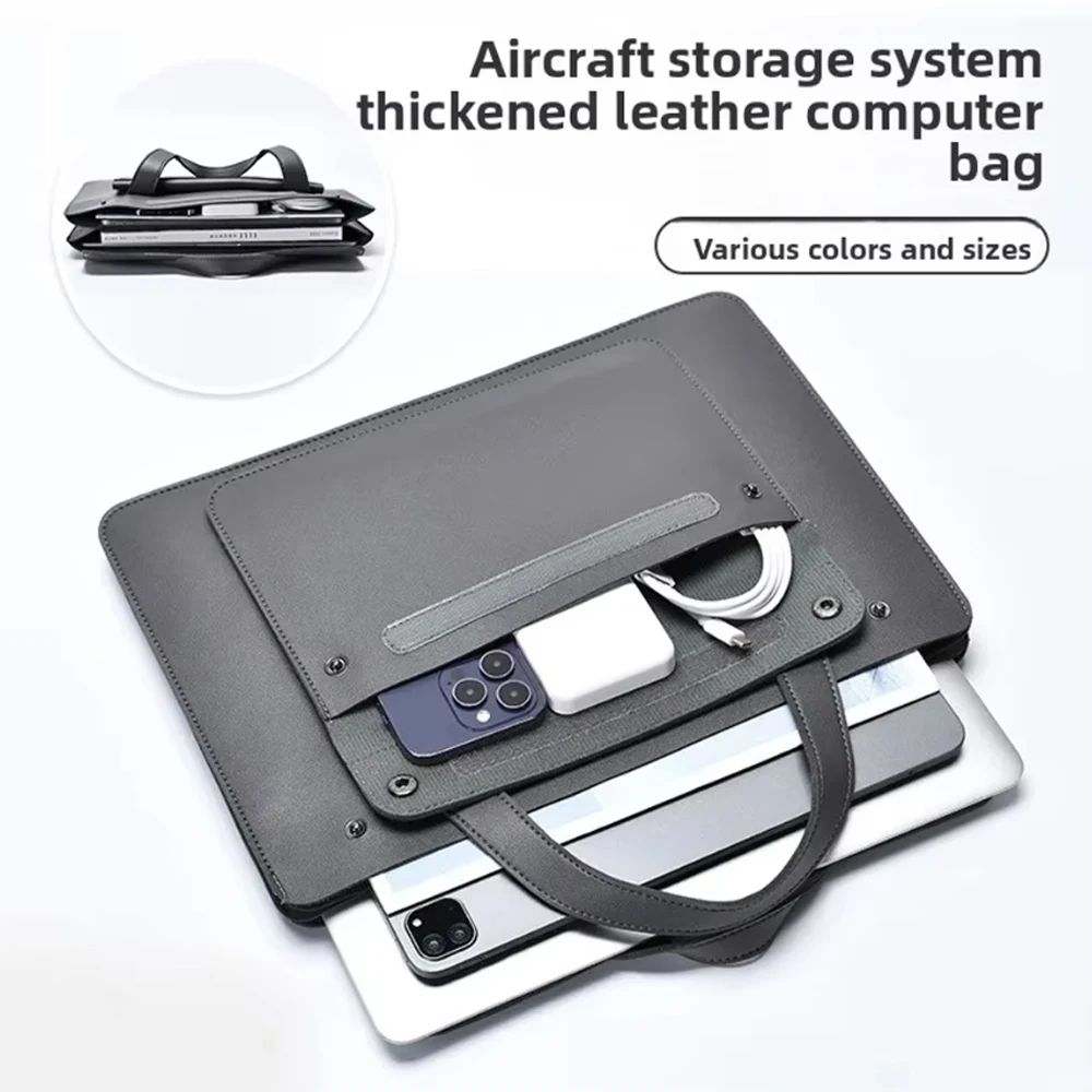 Bolsa para ordenador portátil, funda de cuero PU para Macbook, Samsung, Xiaomi, Lenovo, HP, DELL, Huawei 13, 14, 15 16, maletín para tableta y portátil