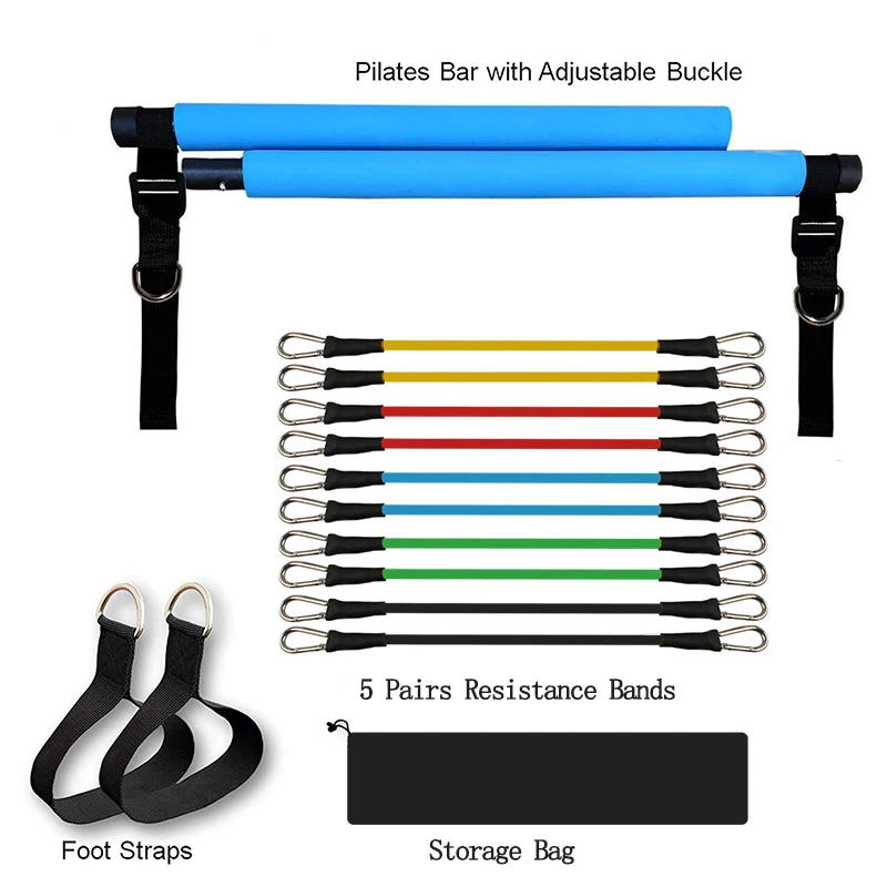 

Pilates Bar Kit with Resistance Bands,2-Section Pilates Bar, Stackable Bands, Workout Equipment for Legs,Hip,Waist and Arm