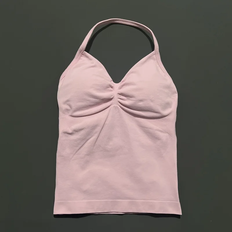 Gym Halter Top Dames Longline tanktop met bandjes Gewatteerde yogakleding Afneembare cups Yoga tanktops Fitness Workout Hardlopen Activewear