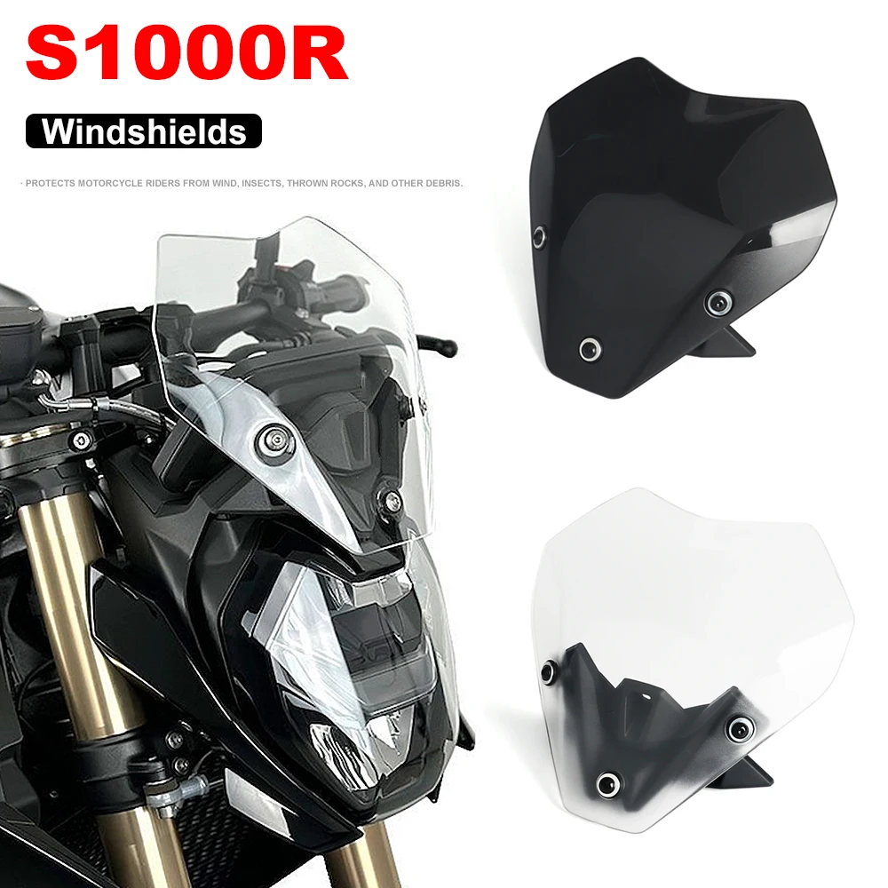 Parabrezza sportivo parabrezza nero trasparente con staffa accessori moto per BMW S1000R S 1000 R s1000r 2021 2022 2023