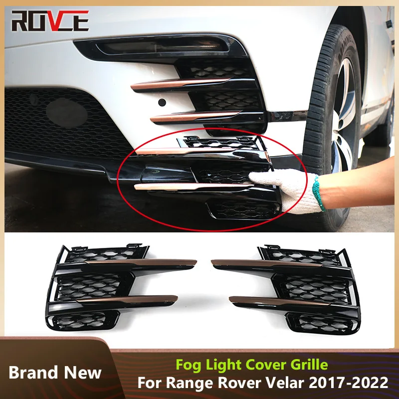 

ROVCE For Land Rover Range Rover Velar L560 2017-2022 Fog Light Lamp Cover Bumper Grille Trim Fog Lamp Shade LR093470 LR093471