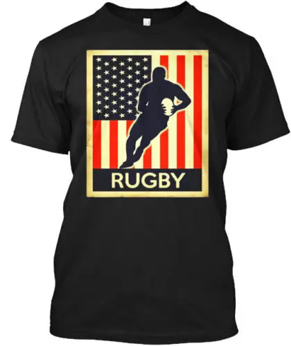 

Rugby Us Flag T-Shirt Made in the USA Size S to 5XL