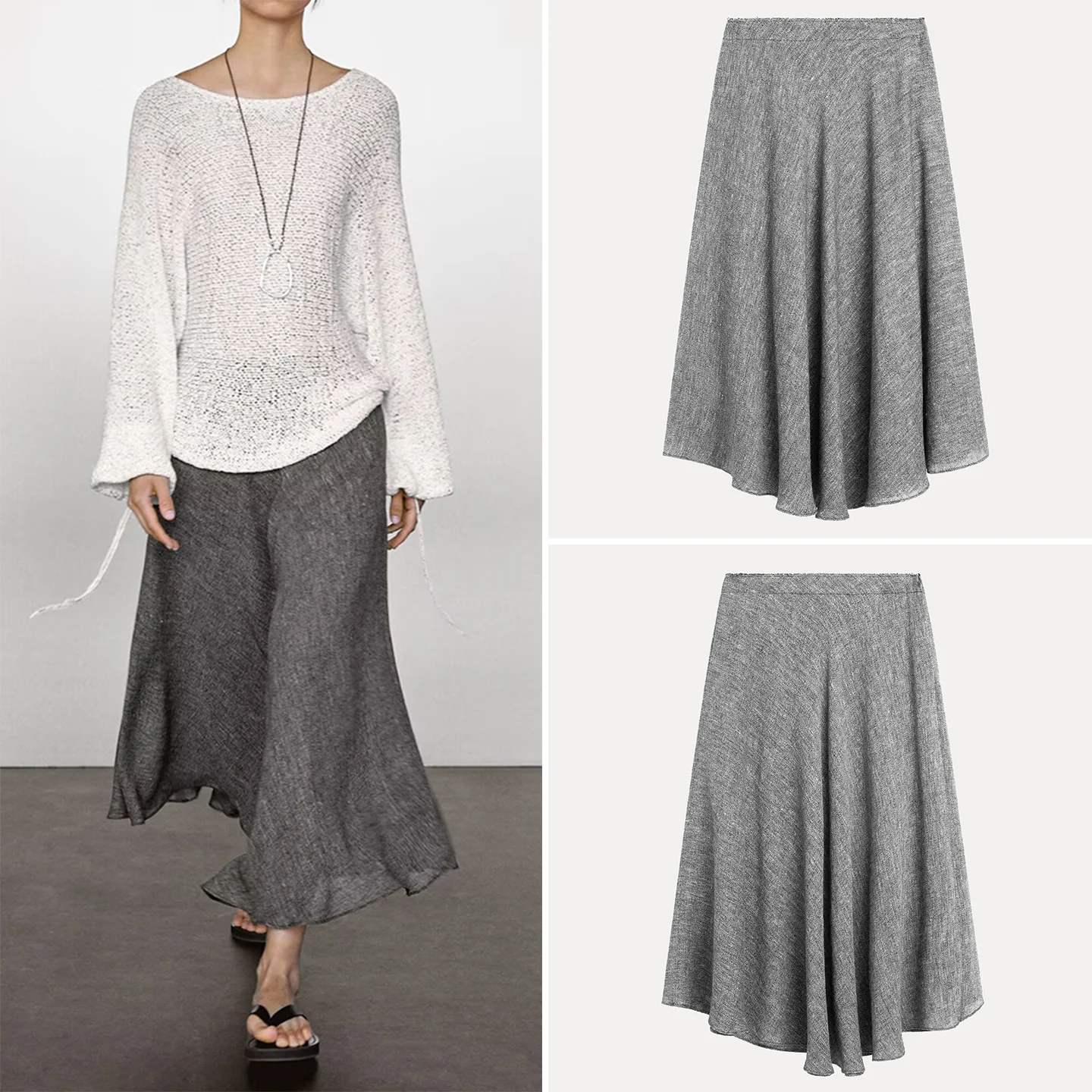 

ay Драпированная юбка трапециевидной формы средней длины, женская осенняя новинка, Z-матовый дизайн на молнии, повседневная одежда без разрезов