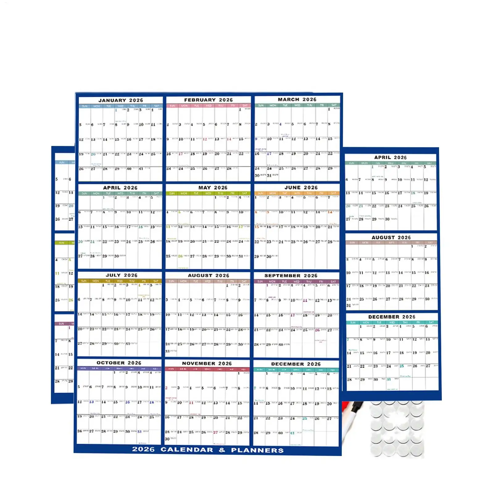 

2026 Dry Erase Wall Calendar 24x36 Inch 12 Month Yearly Planner for Home Office School Teachers Students Kids Schedule Organizer