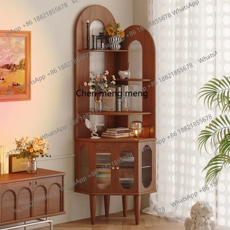 

Vintage corner locker Corner bookshelf Living room storage French solid wood triangular cabinet