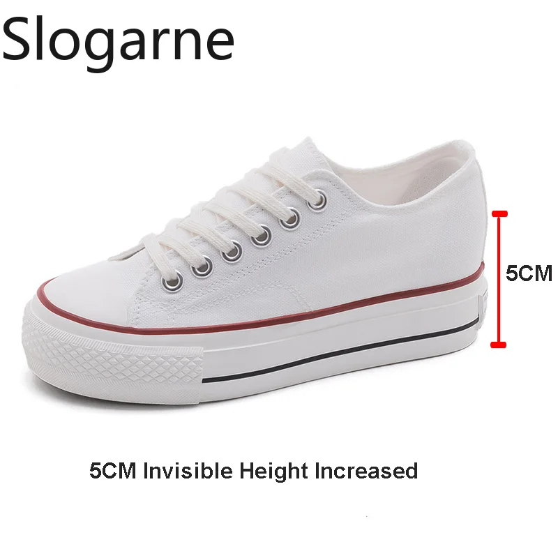 Zapatillas Deportivas de Lona para Estudiantes, Primavera-Otoño 2026, Nuevas para Mujer, con Suela Gruesa de 5CM, Aumento de Altura Invisible, Calzado Deportivo Casual para Chicas