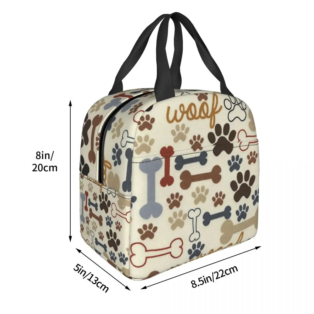 Dog Paw Print Insulated Lunch Bag Large Border Terrier Lunch Container Cooler Bag Tote Lunch Box Beach Picnic Bento Pouch