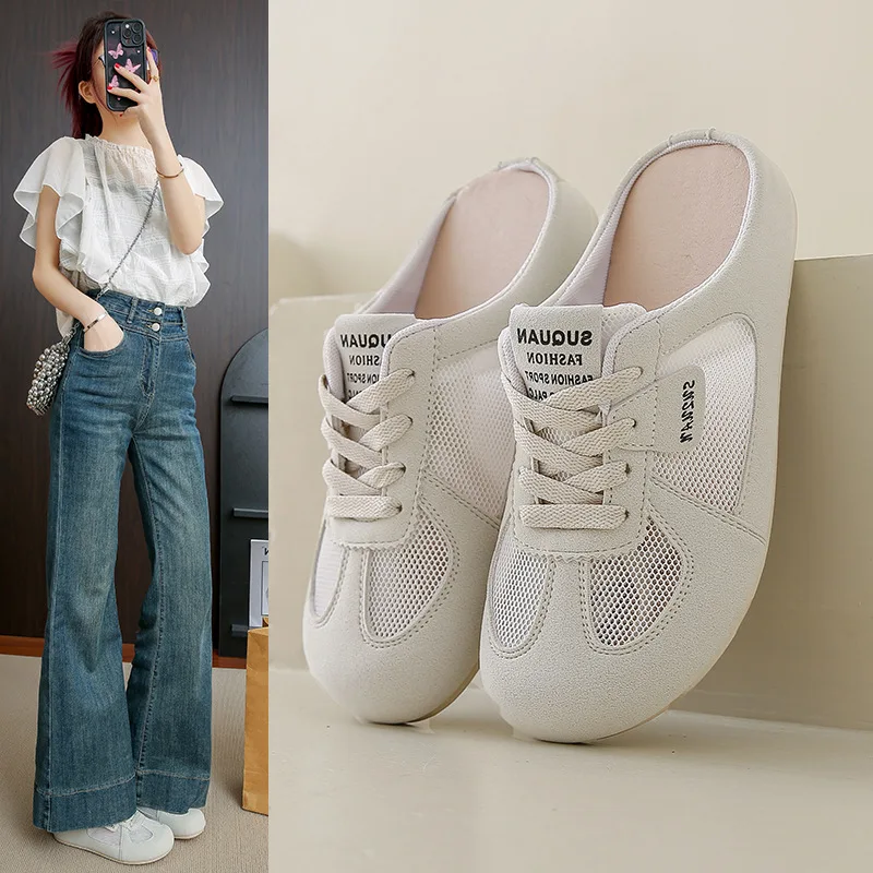 

Baotou Half Slippers Women's Outdoor Shoes 2026 Summer New Casual Sneakers Lazy Thin Soled White Shoes