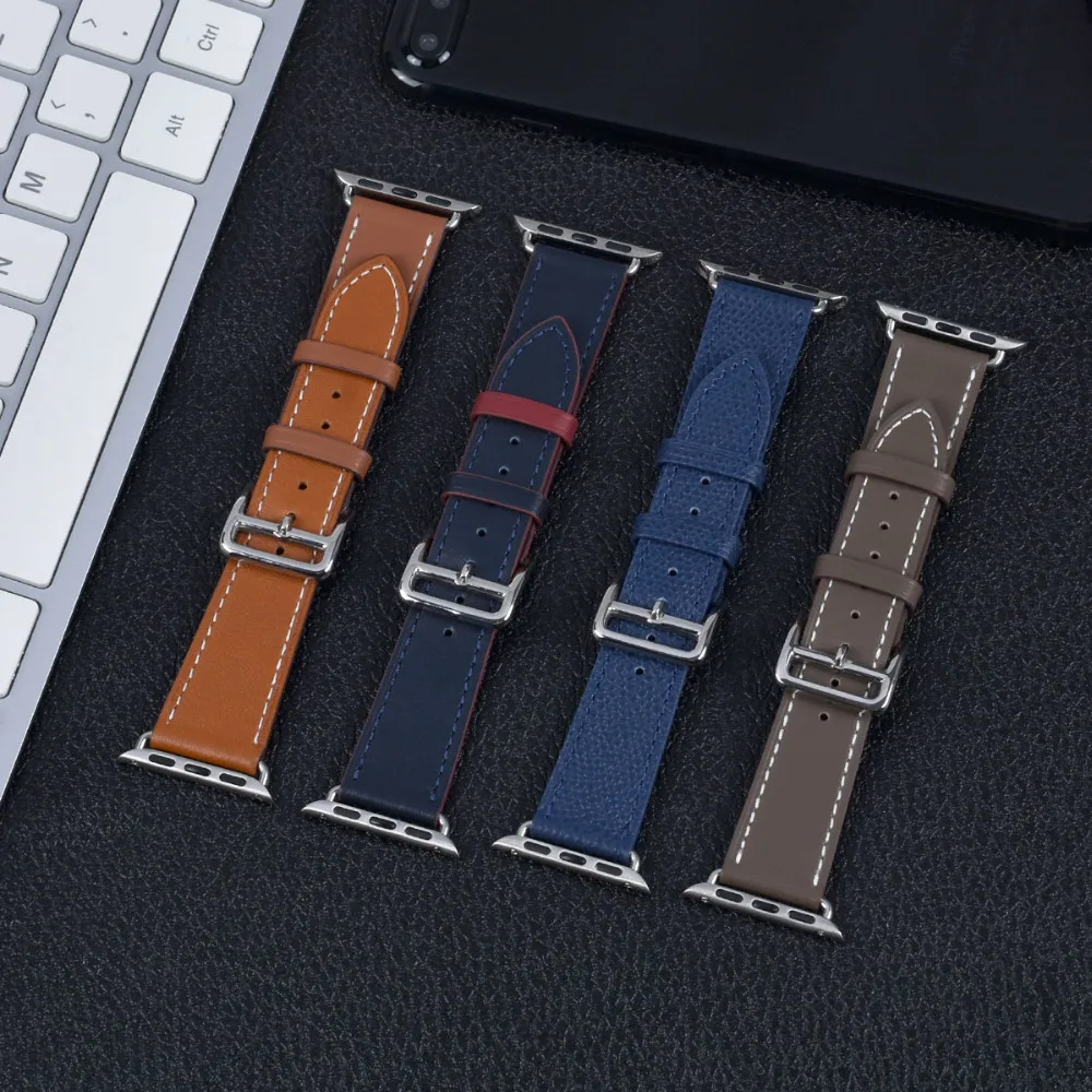 Logo Leather Watch Strap For Apple Watch band 44mm 49mm 45mm 42mm 40mm 41mm 46mm Bracelet Loop For iWatch Ultra 1 2 SE 7 8 9 10