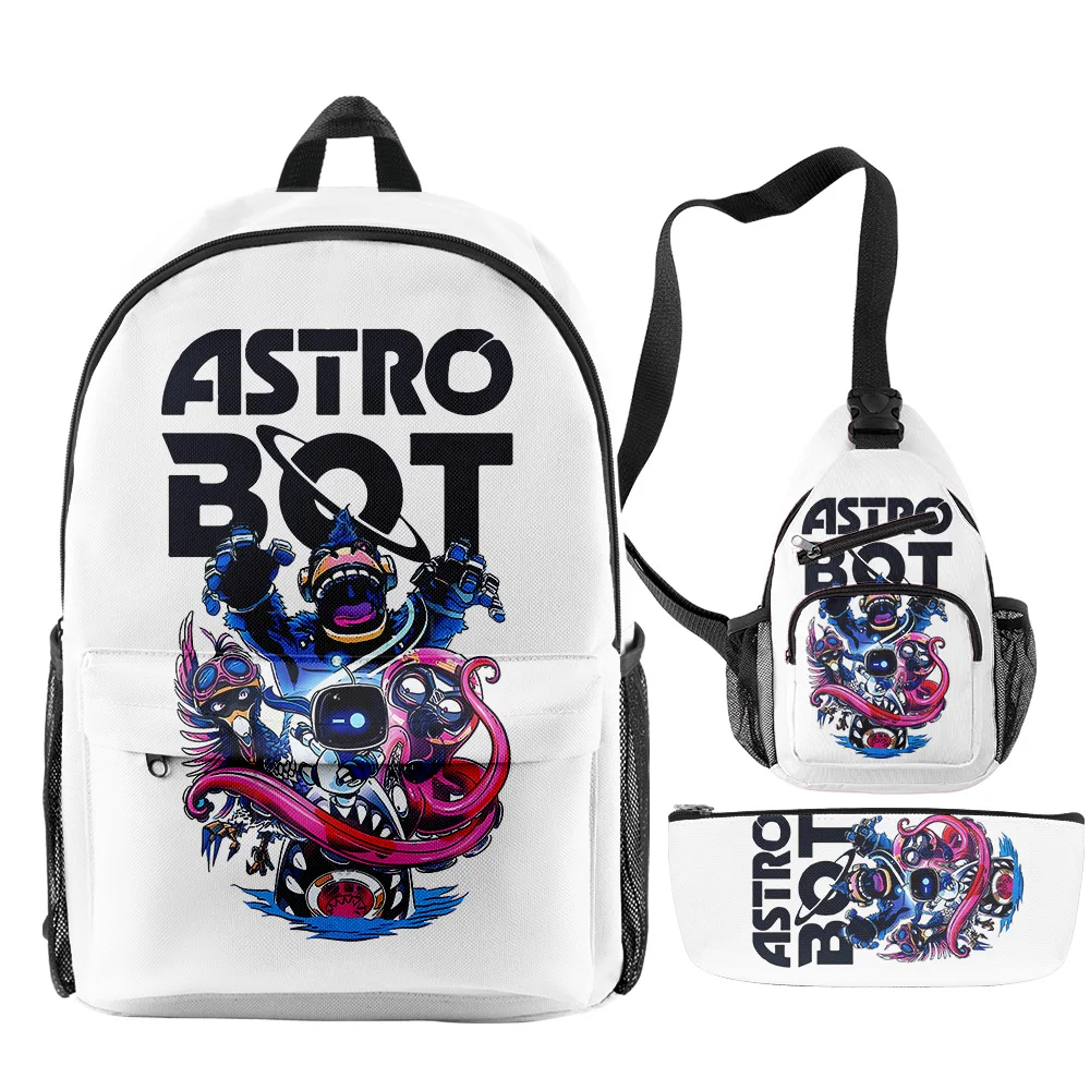 

Harajuku Novelty Classic Cool astro bot 3D Print 3pcs/Set pupil School Bags Travel Laptop Backpack Chest Bag Pencil Case