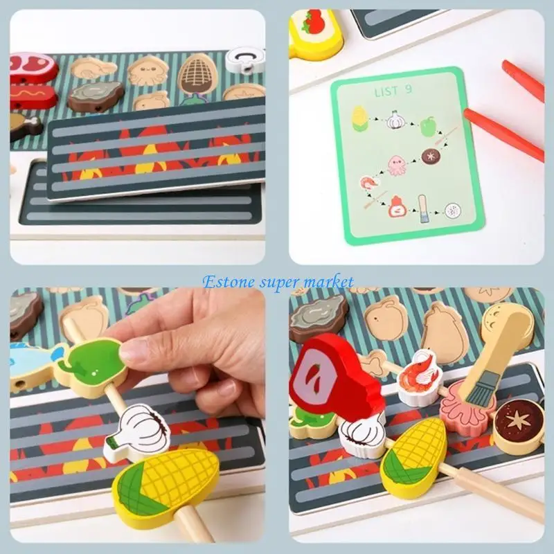 090B Grill Set Interactive Kitchen Cooking Toy Kids Fine Motor Skill Pretend Toy
