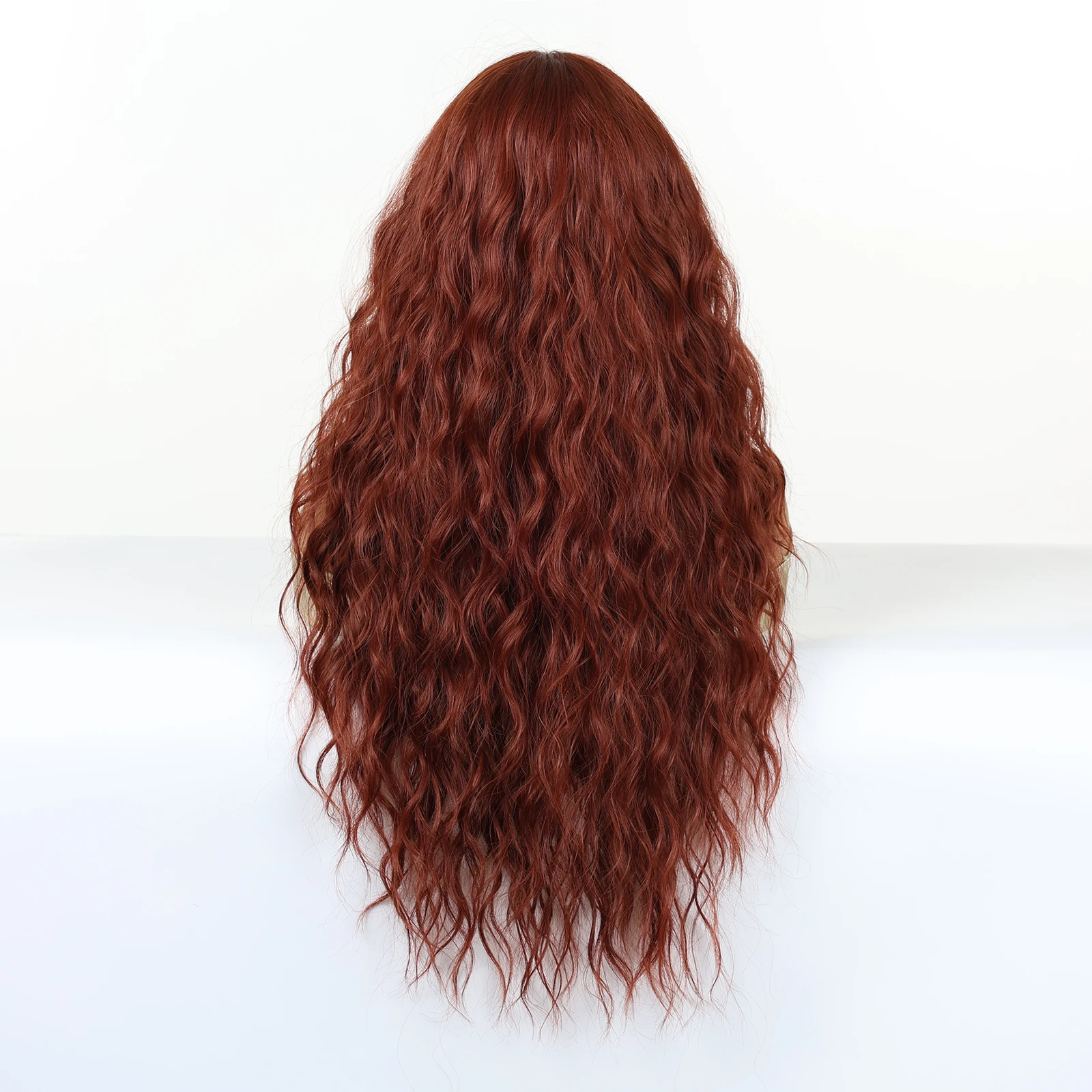 Christmas Reddish Brown Long Curly Wigs Synthetic Medium Part Water Wave Wig Cosplay Halloween for Afro Women Use Heat Resistant