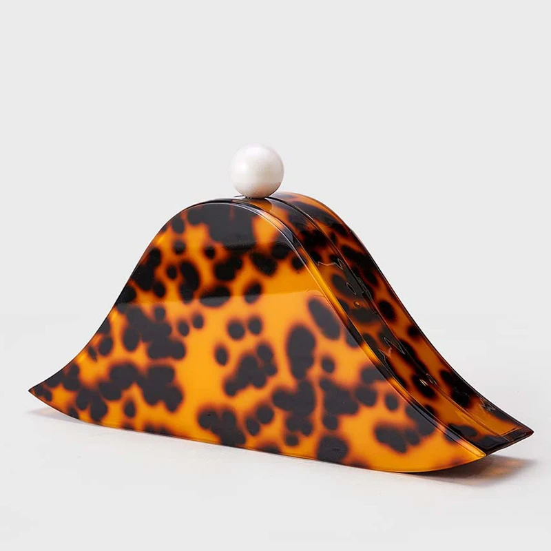 

Клатч в форме капли, вечерние сумки для женщин, роскошные дизайнерские сумки, кошельки, новинка 2025 года, акриловая цепочка с леопардовым принтом на плечо