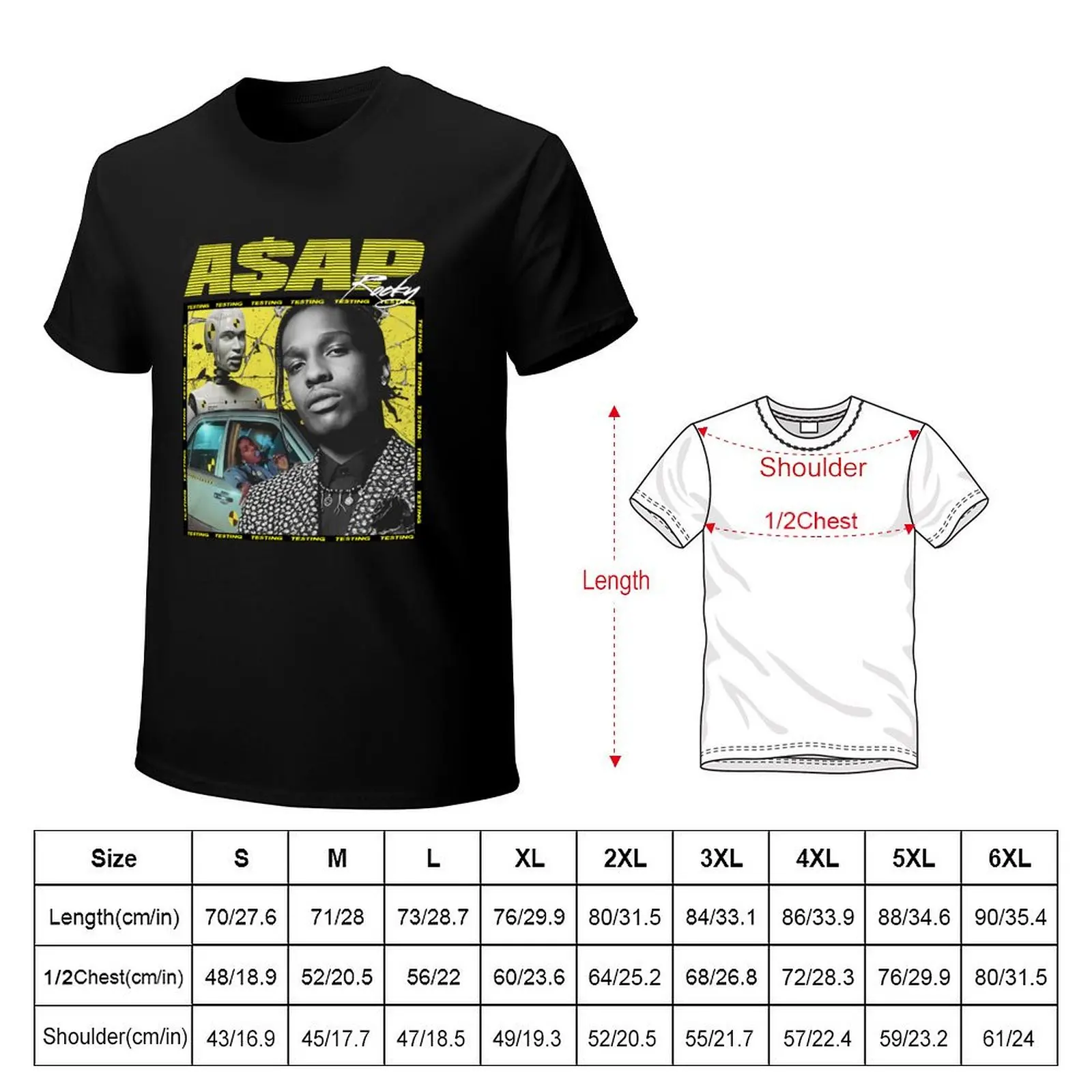 Asap Rocky, Testing, 90's, Vintage, T-Shirt Casual Light Summer Short Sleeve Top