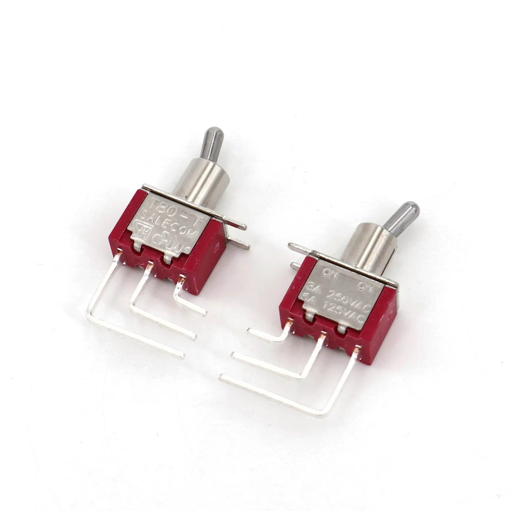 5Pcs Salecom T80-T Series Vertical Right Angle 3-Pin SPDT PCB Mount Mini Toggle Switch