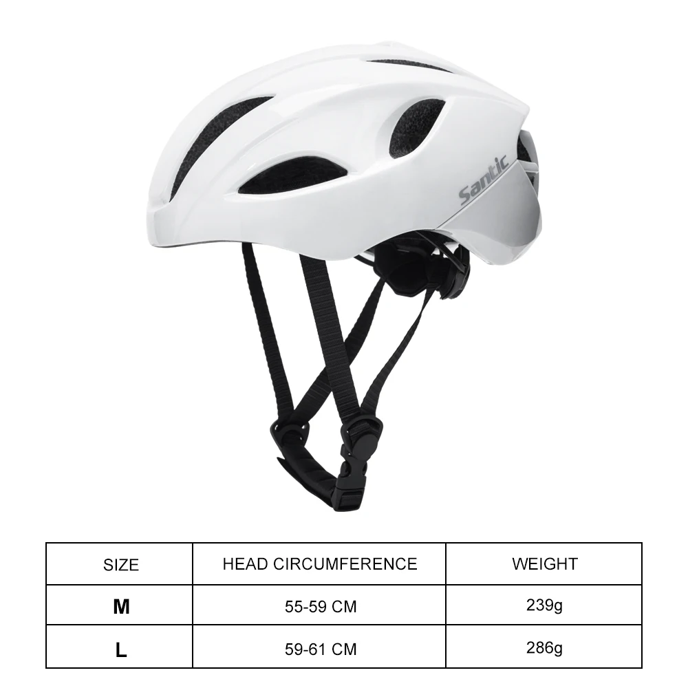 Santic Ultralight Bike Helmet w/ Taillight Adjustable Outdoor Safety Night Cycling Cap Men Women MTB Bike Road Riding Helmet