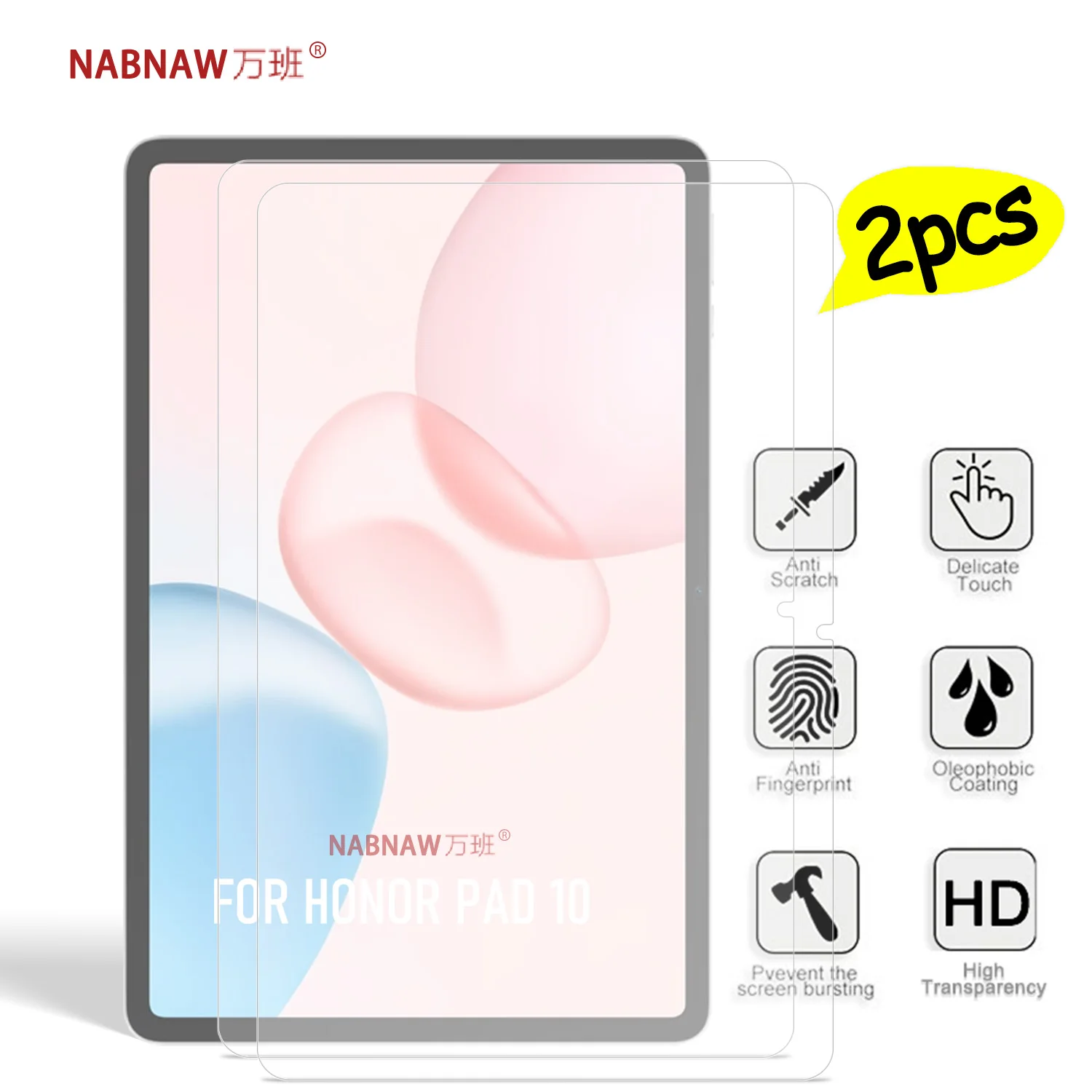 For Honor Pad 10 Tempered Glass Screen Protector Anti Scratch Cover For Honor Pad10 Tablet Full HD Protective Film 2-Pack