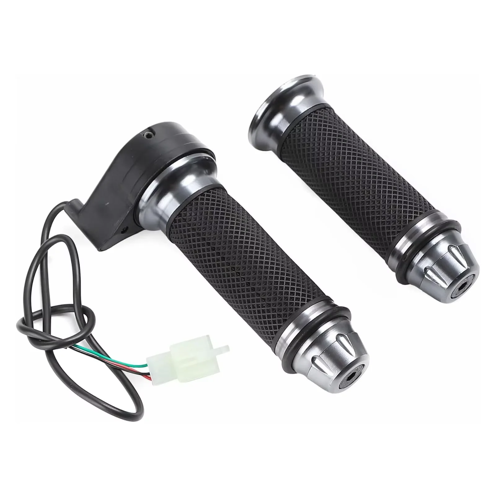 

22mm/0.87" universally applicable to electric bicycle and scooter handlebars, the grip is made of rubber and metal materials