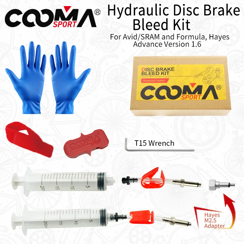 Hydraulic Brake Bleed Kit for SRAM, AVID, Formula, Hayes Hydraulic Brake, DOT Fluid Kit, Advanced Version 3.0/1.6