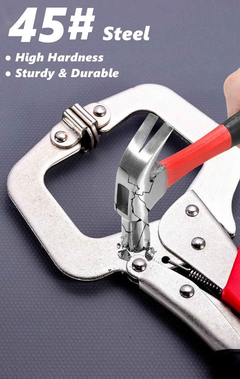 6.5/11inch Heavy-Duty Locking C-Clamp Pliers Adjustable Welding Clamp Clip and Regular Tips Woodworking Welding Fixing Hand Tool view 5
