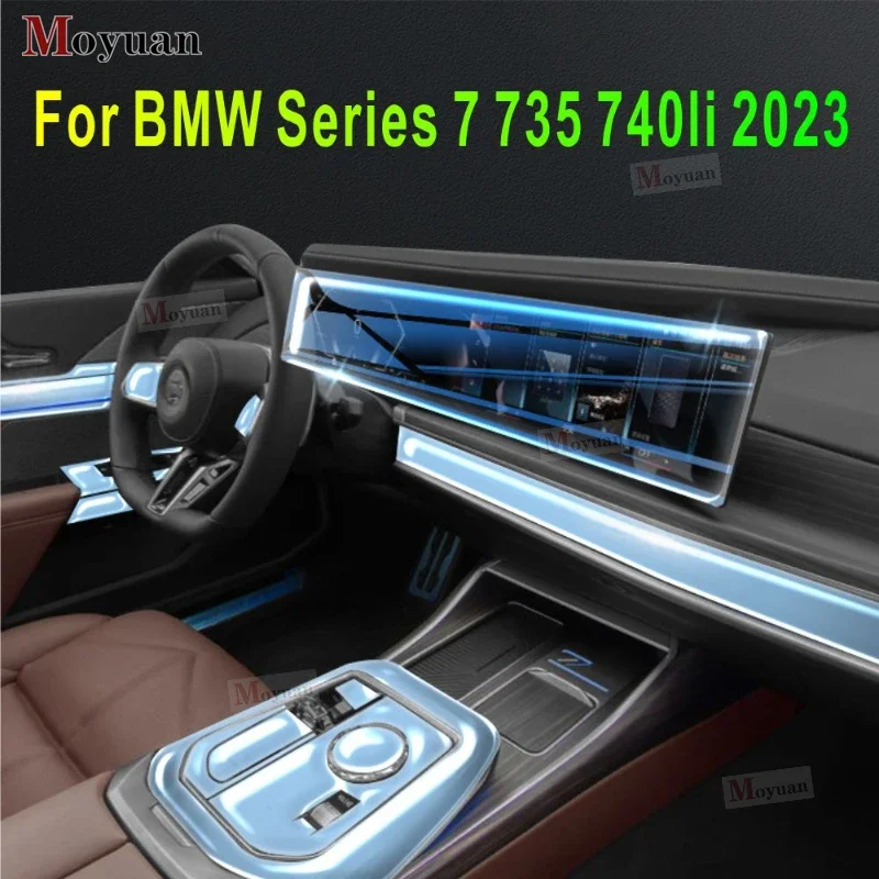 For BMW 7 Series 735 740 2023 Gearbox Panel Navigation Screen Automotive Interior TPU Protective Film Anti-Scratch Sticker