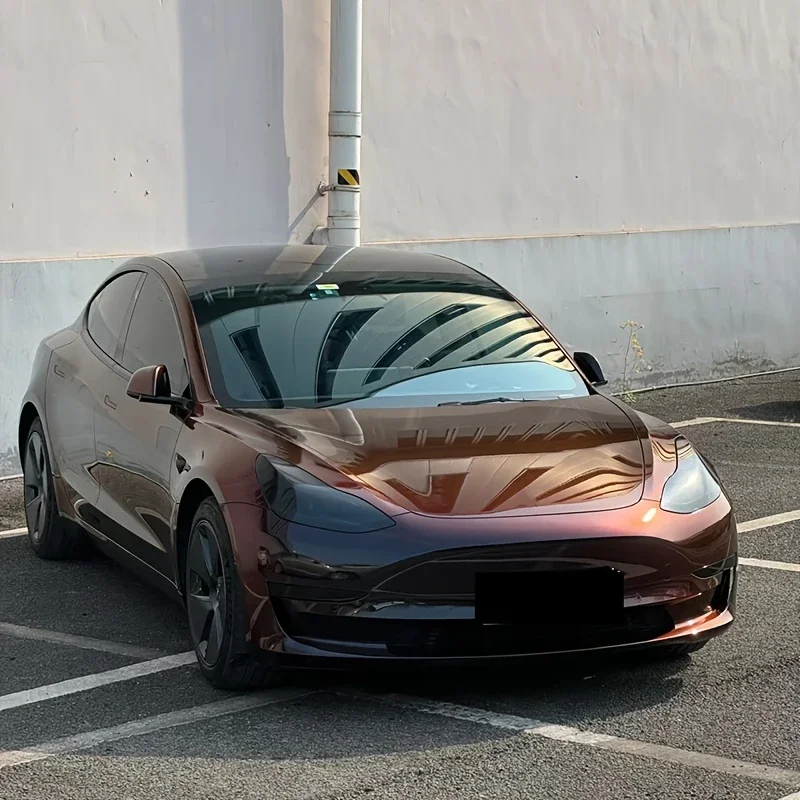 Hochwertige, glänzende PVC-Autofolie aus Vinyl, schwarz, rot, Chamäleon-Farbschutzfolie für die Karosserieoberfläche, Aufkleberverpackung