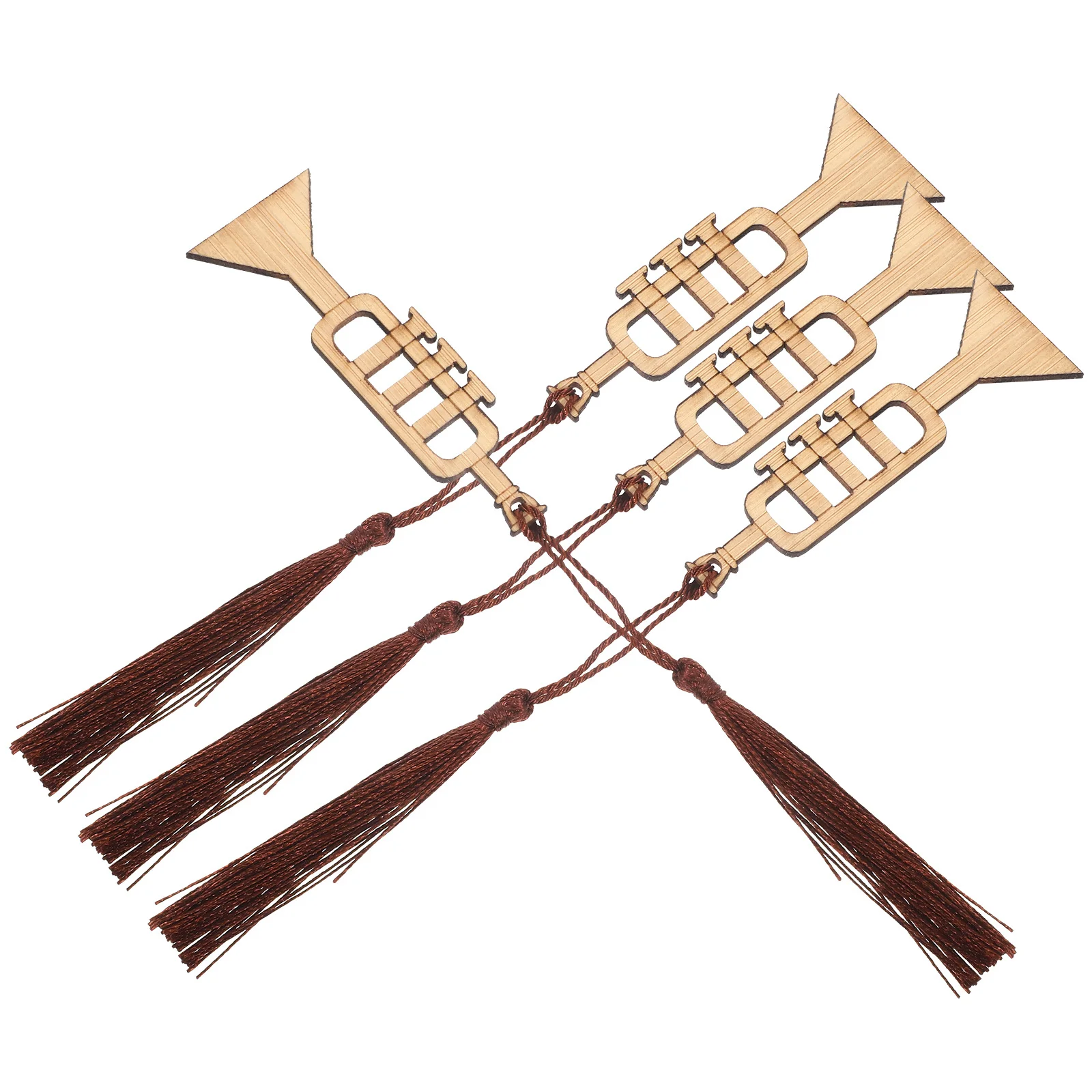 

4Pcs Exquisite Trumpet Bookmarks Wooden Small Bookmarks Tassel Design Page Markers Gifts for Readers and Students