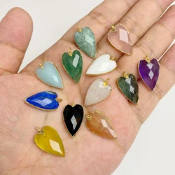 1Pcs Natural Stone Heart Charms Gems Agates Sunstone Quartz Pendant For Making Necklace Jewelry DIY Earrings Supplies 13x20mm