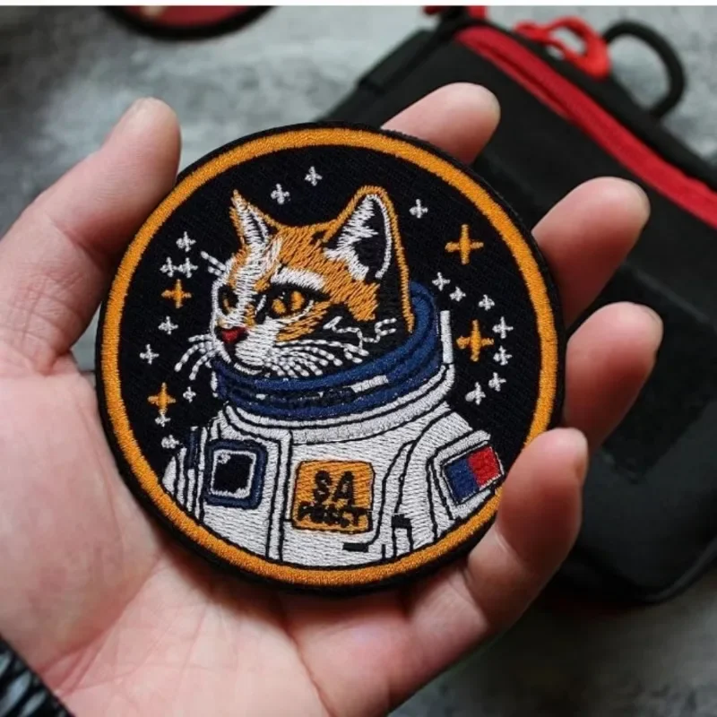 Espaço astronauta gato moral remendo emblema meu sonho bordado es tático mochila gancho e laço adesivos