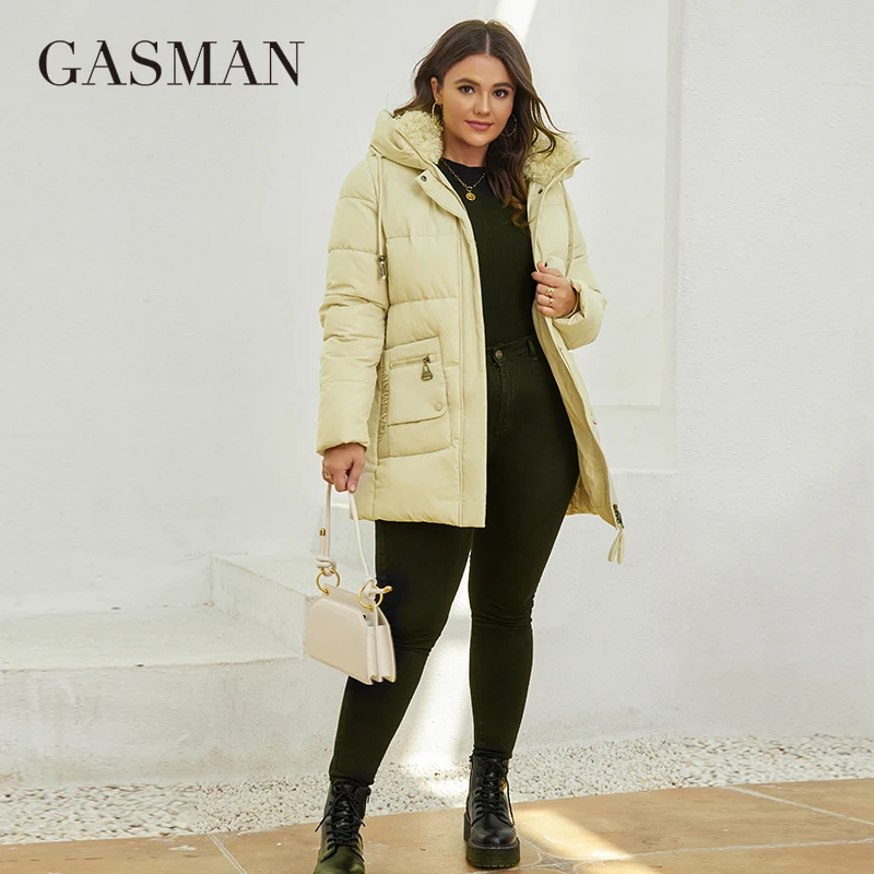 GASMAN 2022 Fashion Down Jacket Women\'s Plus Size Short Casual Hooded Pocket Parkas Women Female Coat Outwear GM-82211