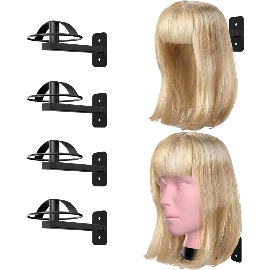 

Wig Holder For Multiple Wigs 4pcs Wig Head Stand For Styling Wig Hanger Display Mannequin Head Wall Mount Metal Rack For Salon