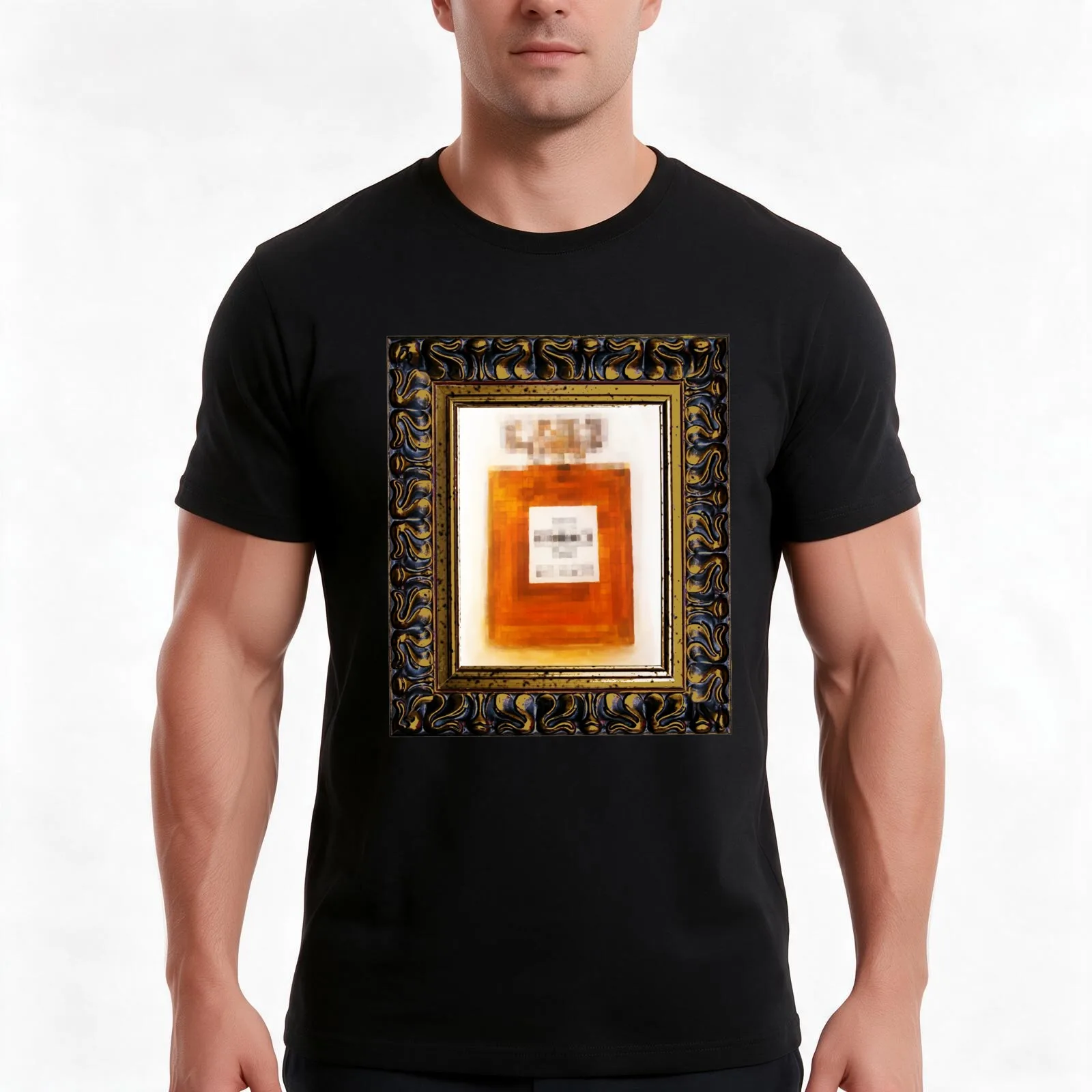 Pixelated Perfume Bottle Study 1 T-Shirt Summer Casual Cotton Tee Oversized Streetwear Tops Vintage Graphic Print