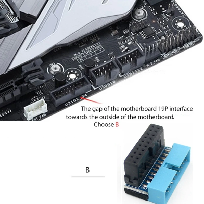 2 buah soket sendi kemudi USB3.0 19/20Pin, dudukan Pin vertikal Motherboard komputer Desktop, colokan siku 90 derajat