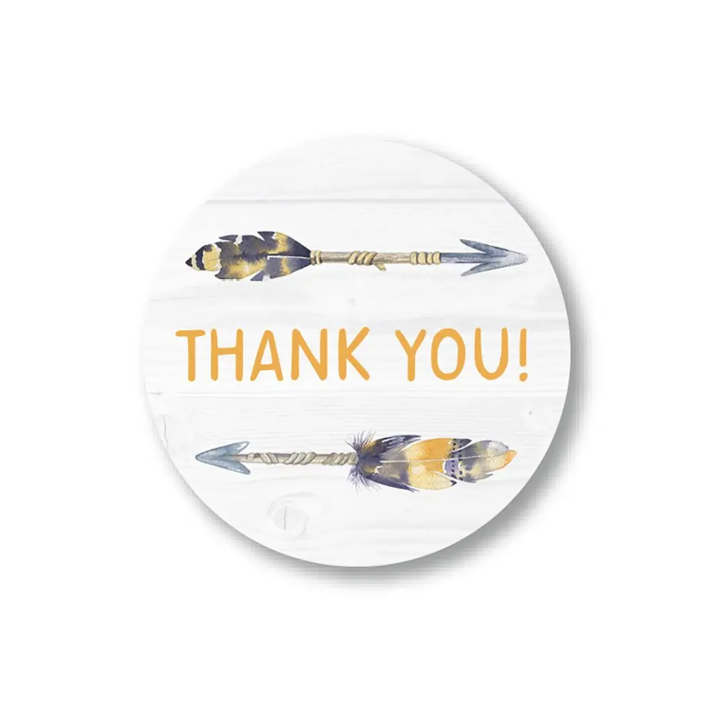 Bohemian Arrow Thank You Stickers Round 1inch Seal Labels Scrapbooking For Cake Packaging 100-500pcs Per Roll Stationery Sticker