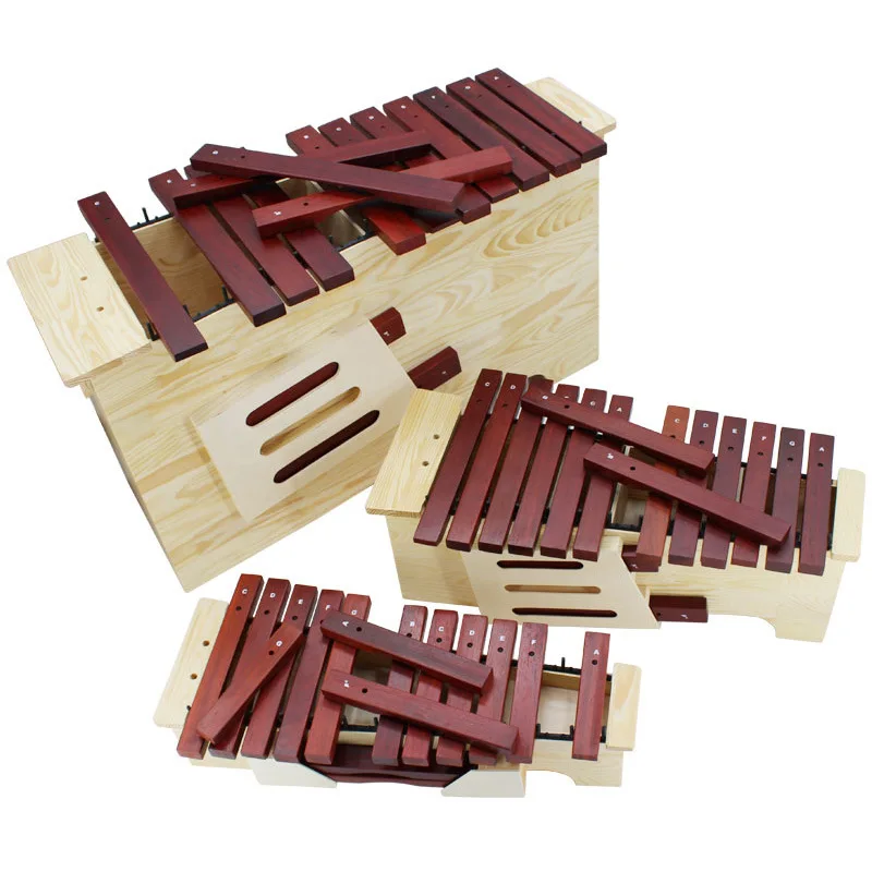 Orff Percussion Instrument, 13-Tone Resonator Box, Adjustable Pitch, Rosewood Xylophone, Music Classroom Instrument