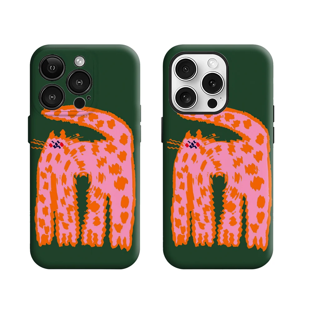 

Phone Case for iPhone 17 16 15 14 13 12 11 X XS XR XSMAX 7 8 Air Pro Max Plus Luxury Double-layer Back Cover Playful Spotted Cat