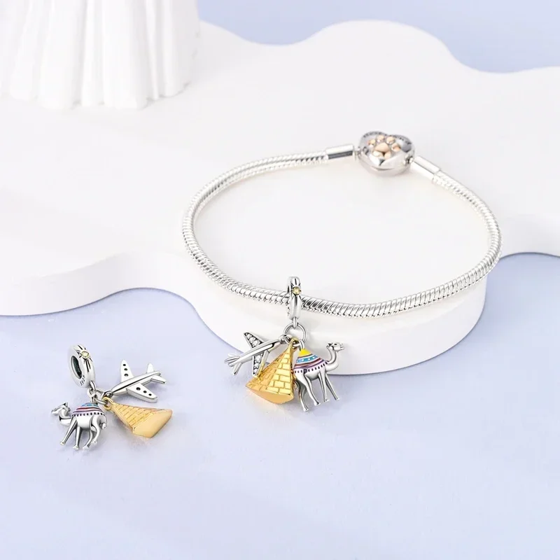 925 Sterling Silver Yellow Sunflower Scarecrow Ginkgo Charm Fit Original  Bracelet Charm Bead Necklace Diy Female Jewelry