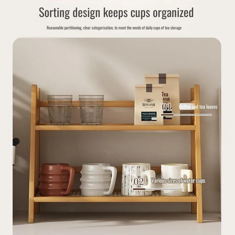 Rattan Rack Desk Simple Double-Layer Desktop Storage Dormitory Kitchen Bedroom Cup Rack Organization