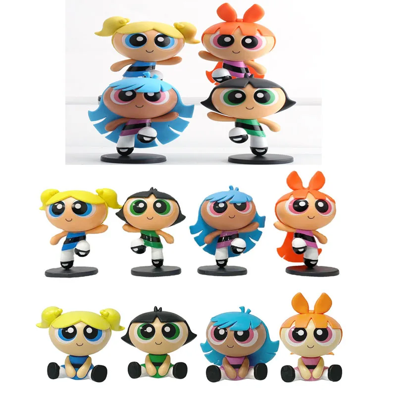 4 قطعة/المجموعة Powerpuff Blossom Bubbles Buttercup Girls نموذج أنيمي ألعاب شخصيات الحركة 10 سنتيمتر #1