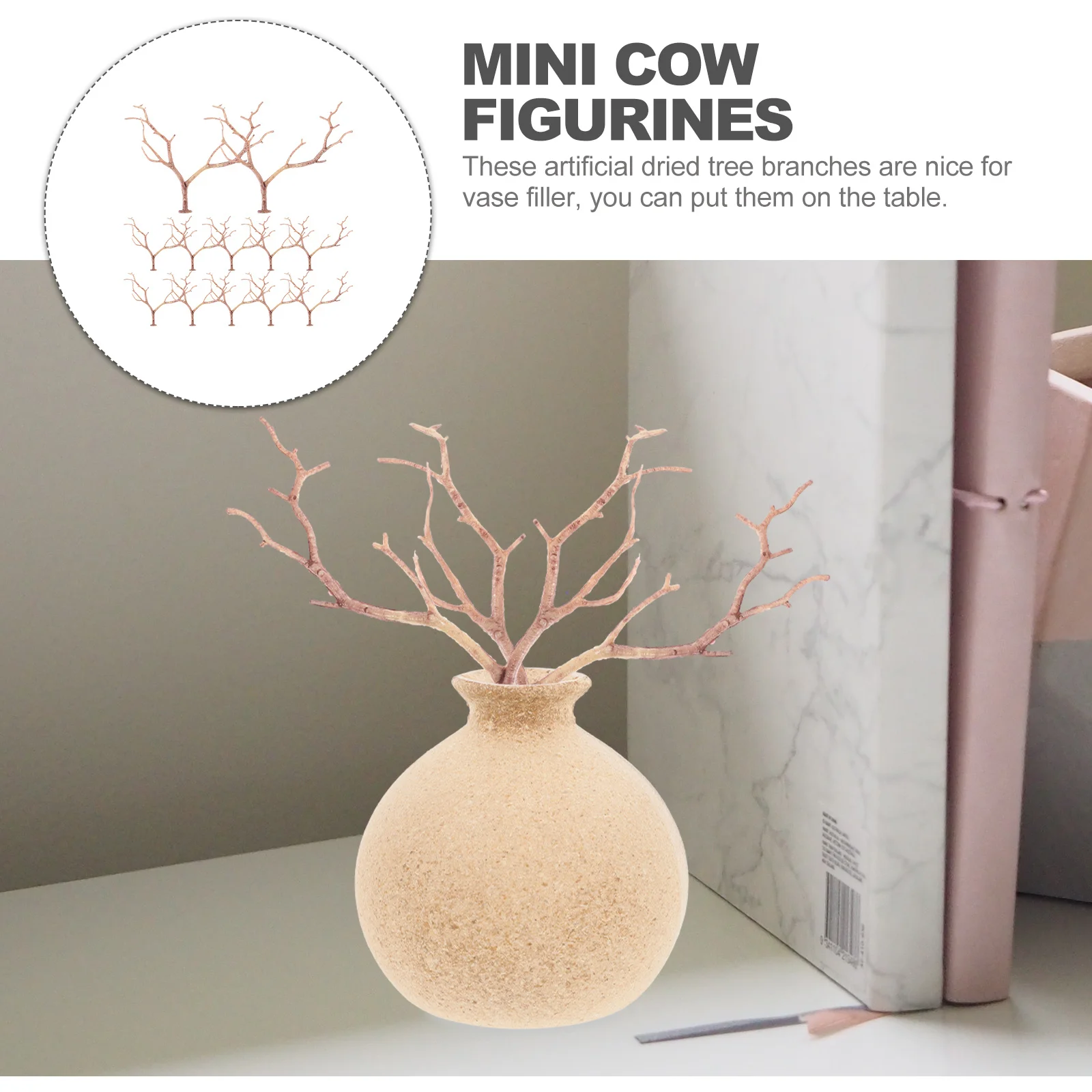 

12Pcs Artificial Antler Branches Crack Resistant Rustproof Vase Filling Branches Home Decor Artificial Tree Stems