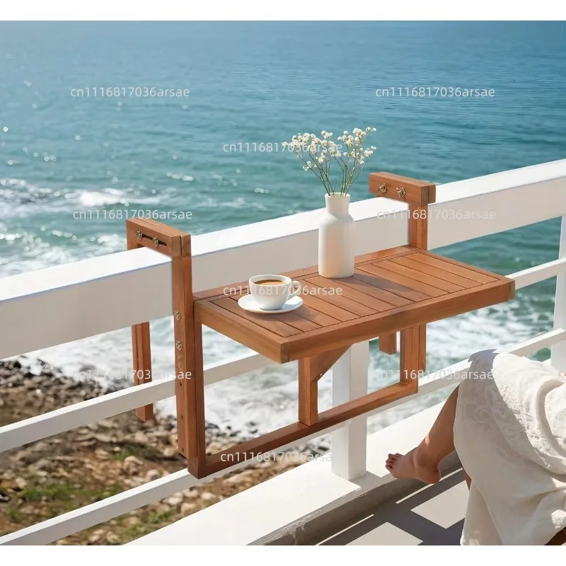 Folding Balcony Table Hanging Railing Desk Modern Adjustable Space Saving Patio Furniture For Small