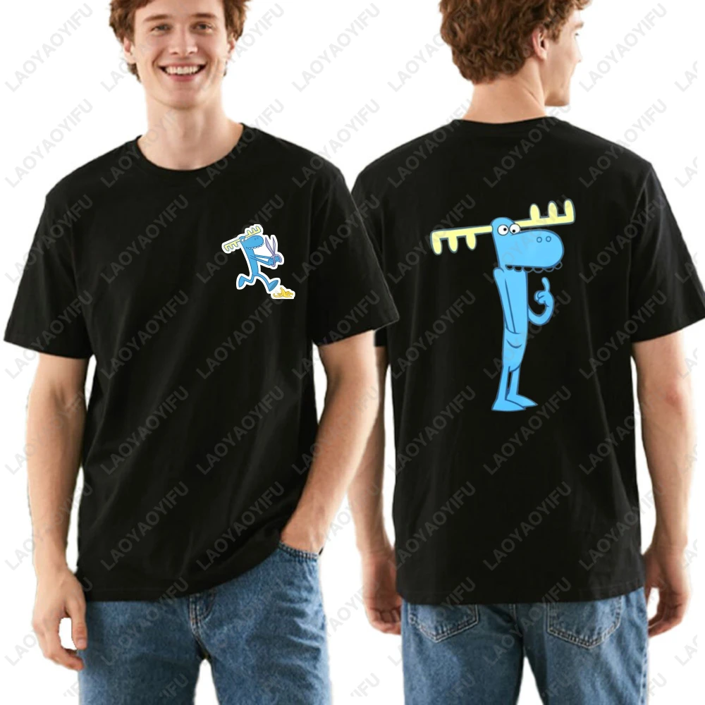 

Blue Moose Cartoon Lumpy Print T-Shirt Funny Happy Tree Friends Graphic Tee Men's Women's Shirt Vintage Casual Tops